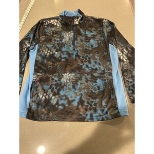 HUK Fishing Kryptek Camo 1/4 Zip Long Sleeve Pullover Men Large Blue Brown